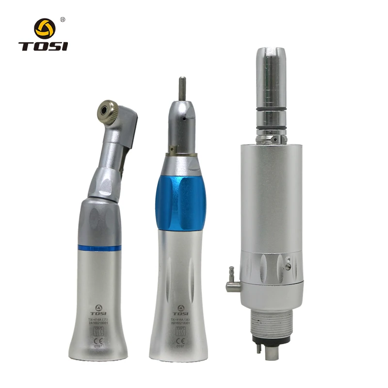 

TOSI Dental 1:1 Contra Angle Straight Nose Cone Air Motor 2 / 4 Holes Low Speed Handpiece External Water Spray for 2.35mm Burs