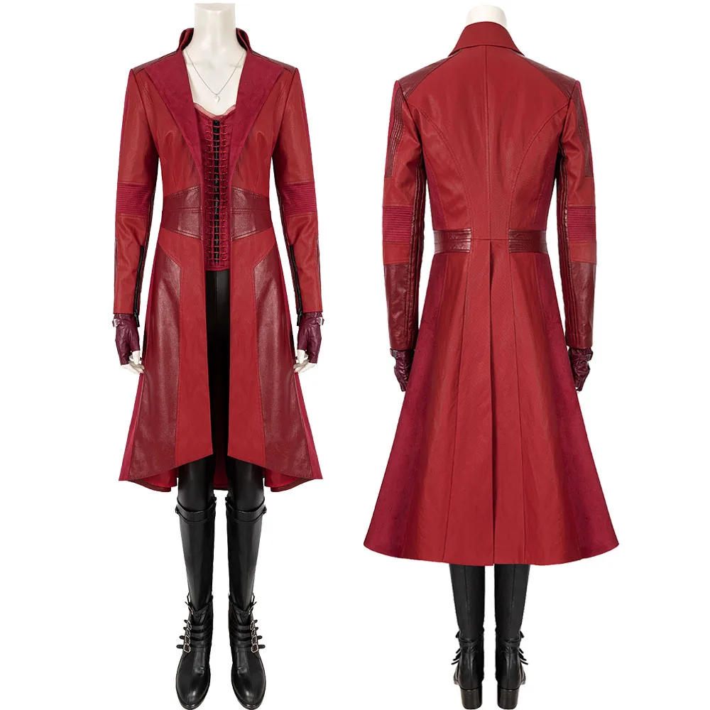 Scarlet Witch Cosplay Wanda Maximoff Costume Superhero Clothing Dark Red Uniform With Boots