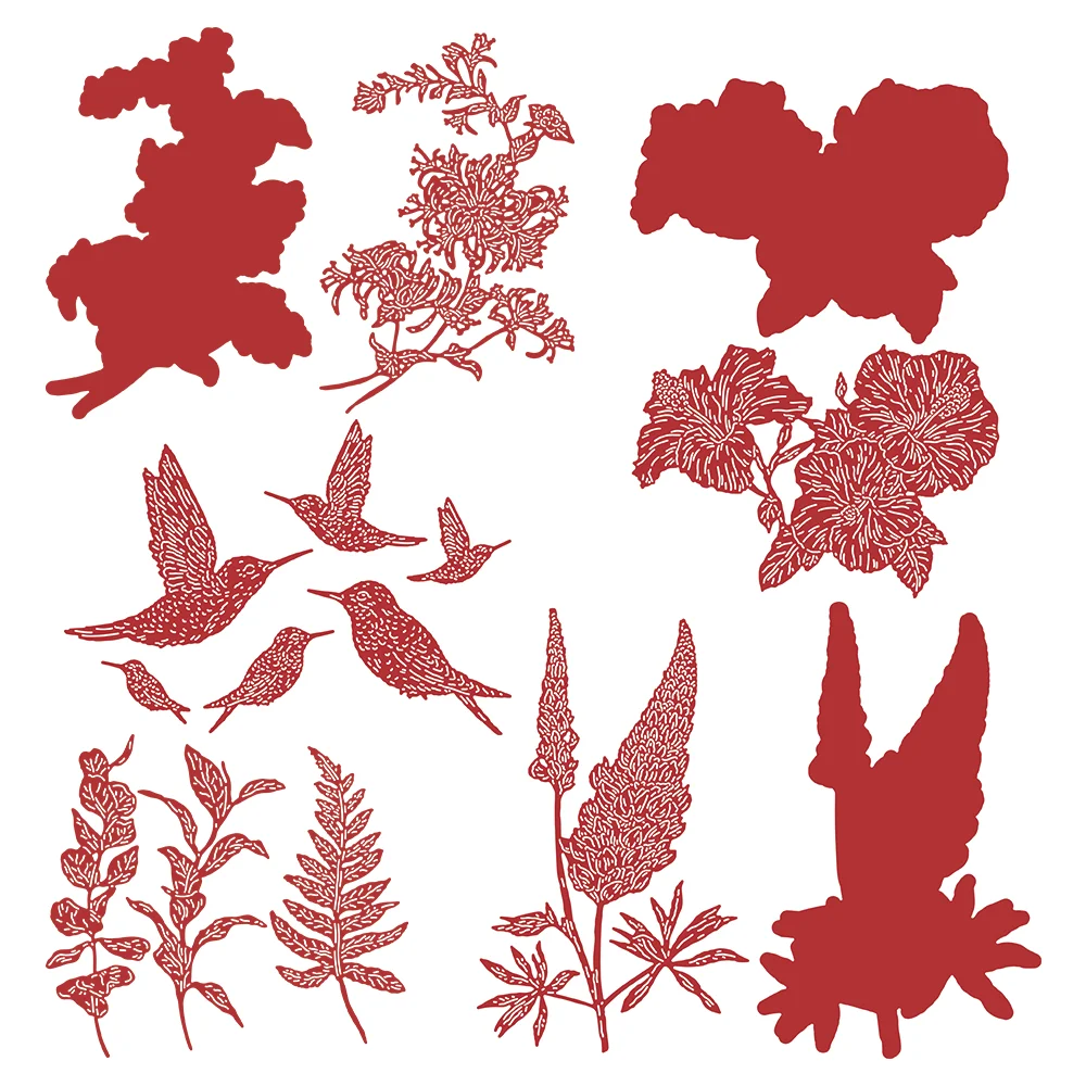 

Honeysuckle Hummingbirds Lupins Foliage Cutting Dies For Diy Scrapbooking Crafts Maker Photo Album Template Handmade Decoration