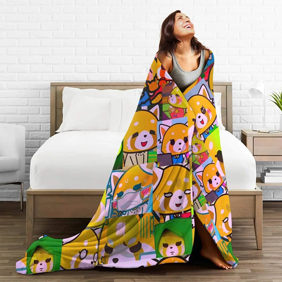 Sanrio аниме Aggretsuko теплые мягкие одеяла для путешествий и офиса плюшевое одеяло