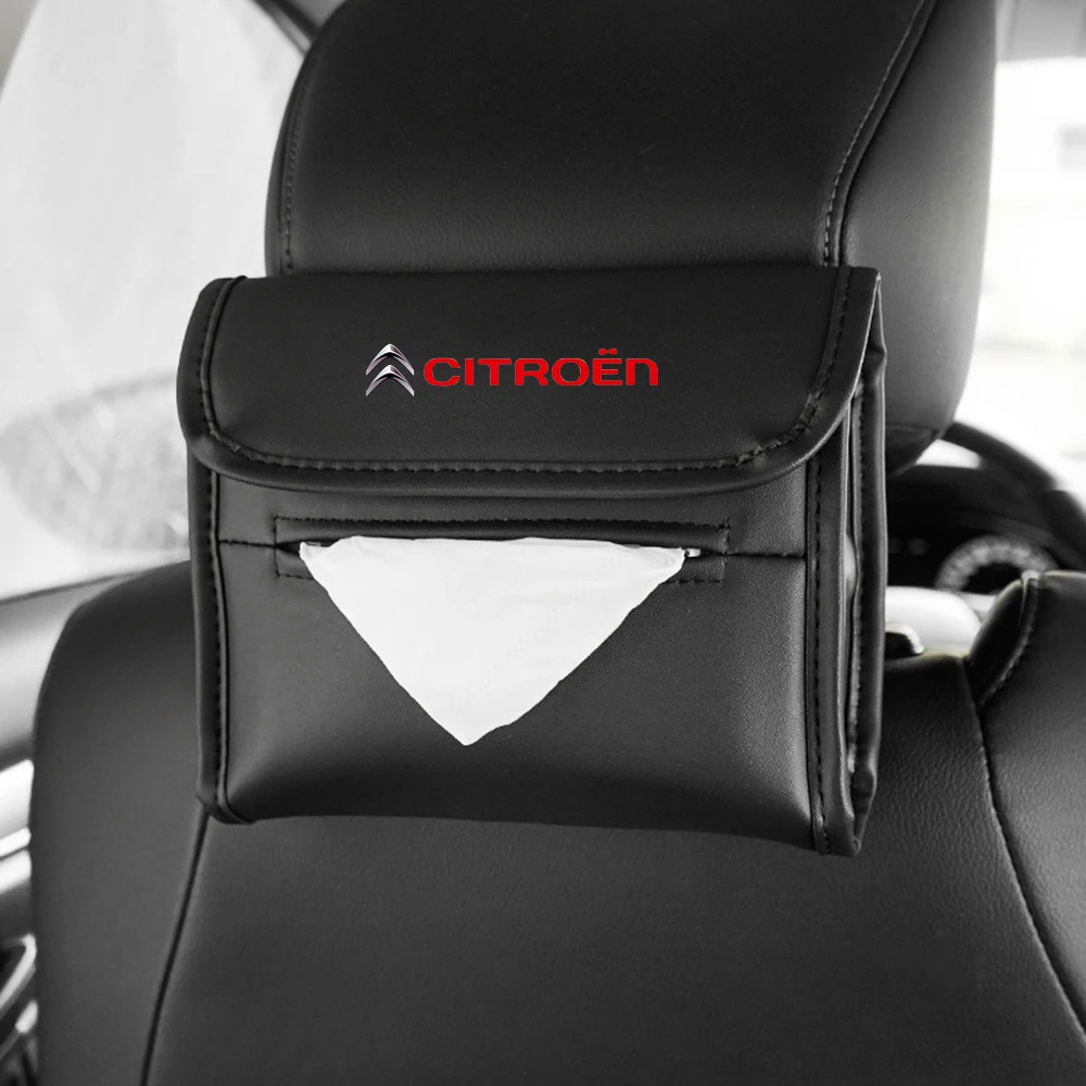 

Car Tissue Box Holder Leather Car Center Console Armrest Napkin Box Sun Visor for Citroen C1 C2 C3 C4 C5 C6 C8 C4L DS3 DS4 DS5LS