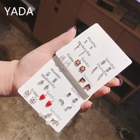 yada fashion red color pentagram earrings silver color airplane jewelry earring for woman moon shape pearl gift earring er220032