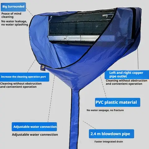 Чехол для очистки кондиционера с дренажной трубой, сетка из ПВХ, водонепроницаемая подвесная сумка для мытья кондиционера на 1-3 л.с.