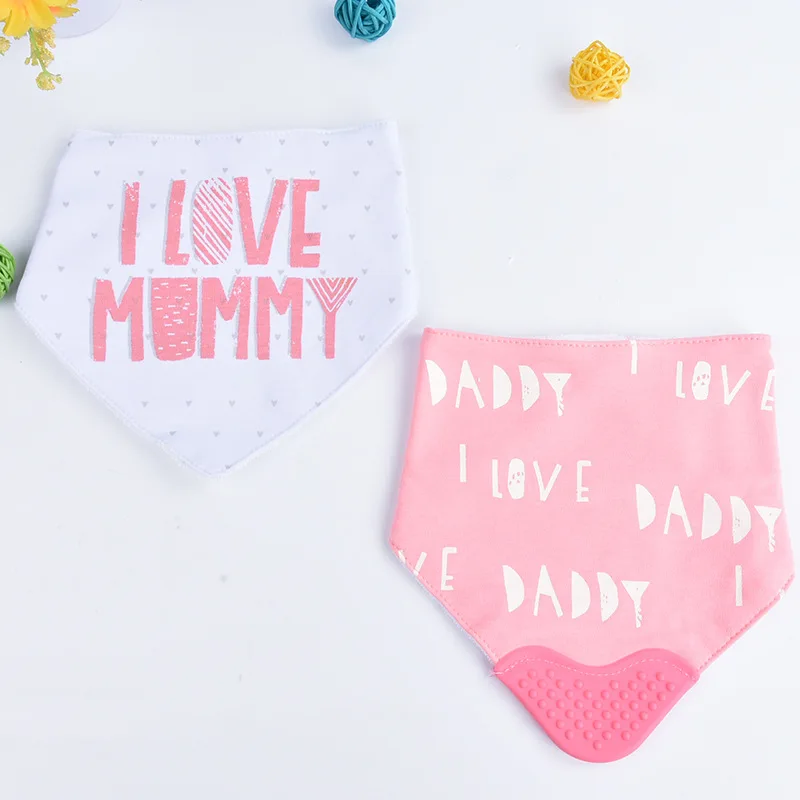 

2Pcs/lot Cartoon Baby Bibs With Teether Newborn Infant Boy Girl Bib Set Toddler Burp Cloth Scarf Feeding Baby Accessories