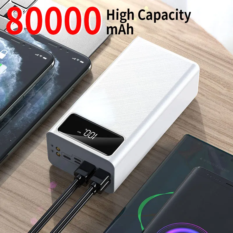 

Внешний аккумулятор высокой емкости с фонариком, 80000 мАч, 4usb-порта