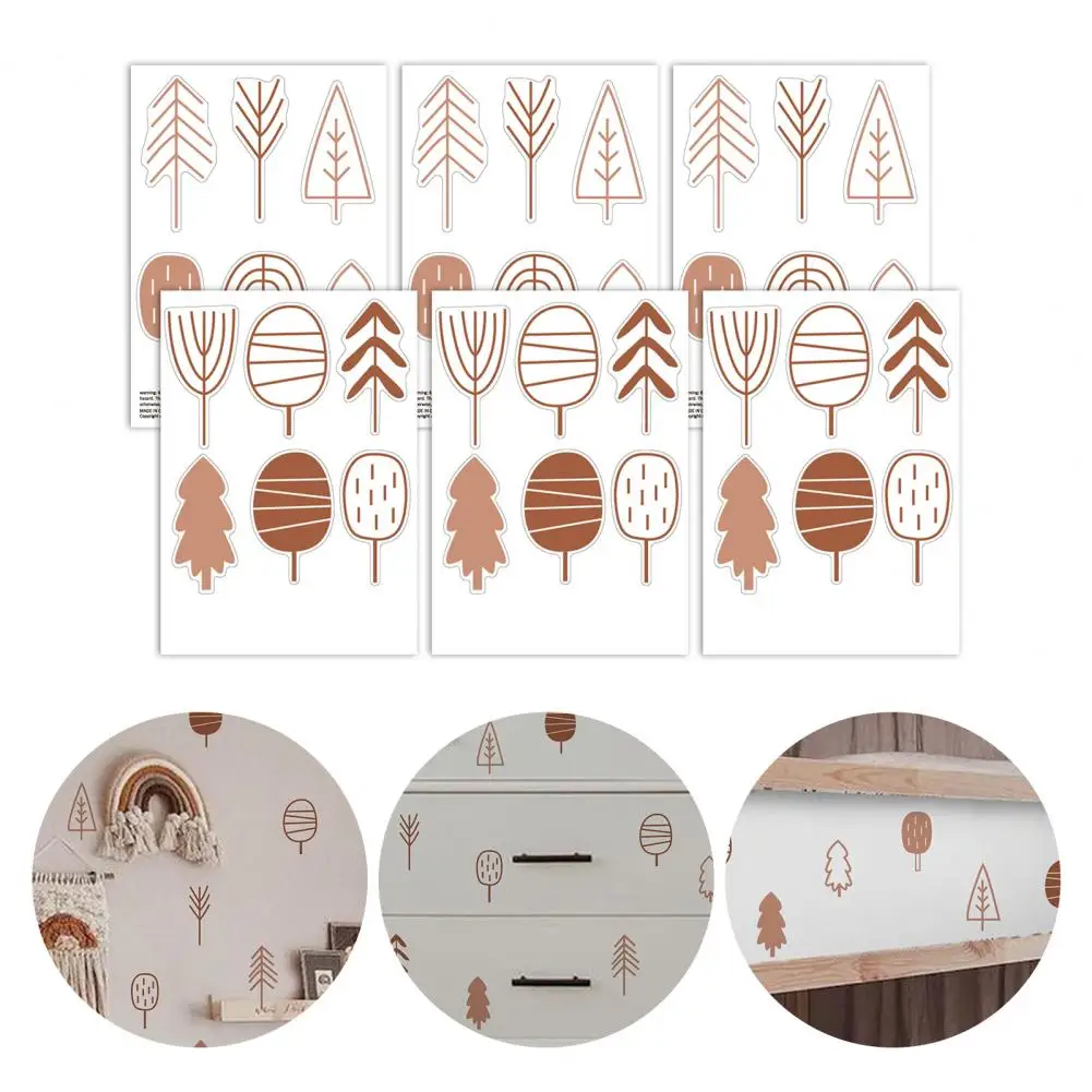 6Pcs/Set Wall Sticker Anti-fade DIY Craft PVC Nordic Style Woodland Trees Household Supplies | Stickers