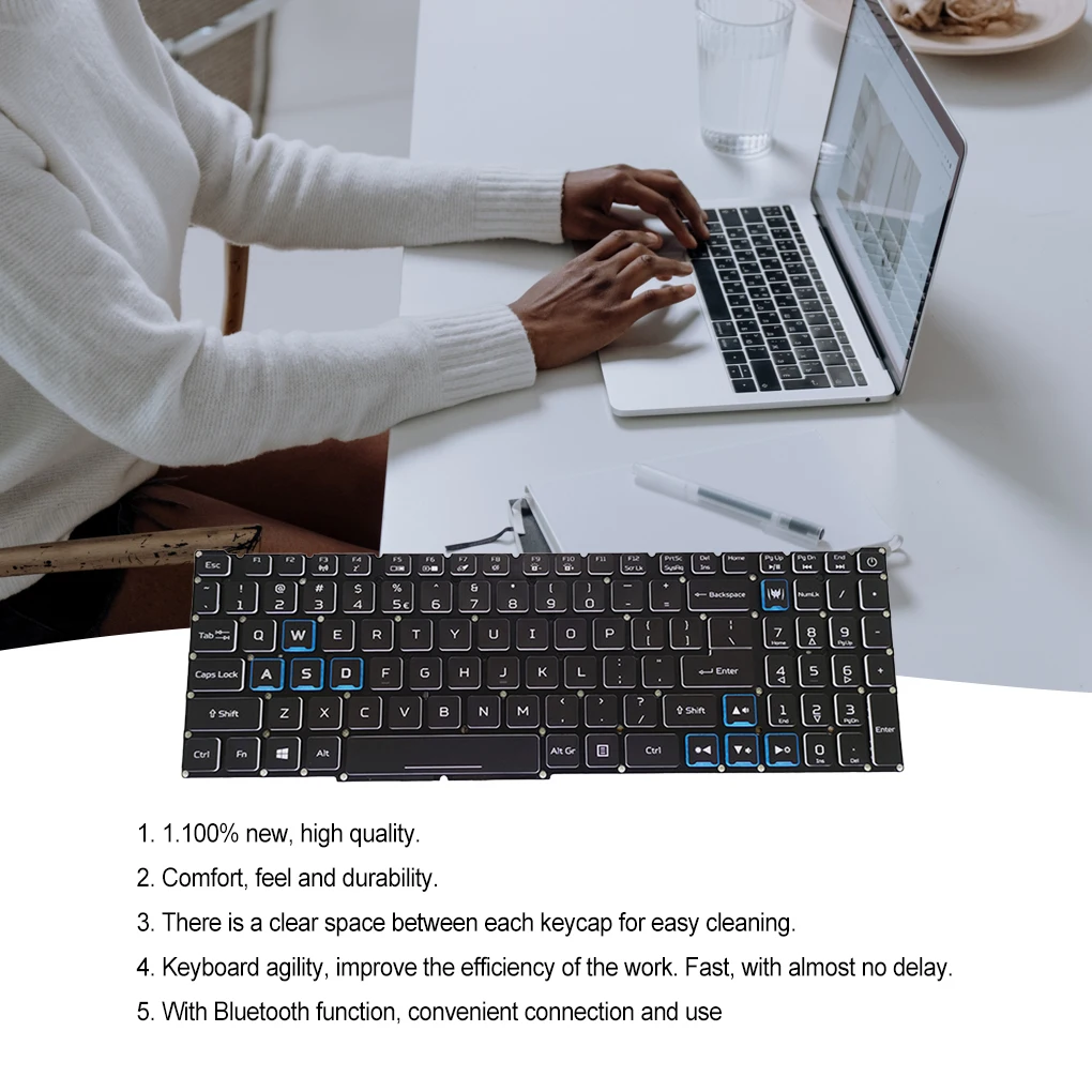 

Colorful Keyboard RGB Well Fit Equipment Sensitive Dust-proof Keyboards Repair Parts Replacement for Acer Nitro AN515-54