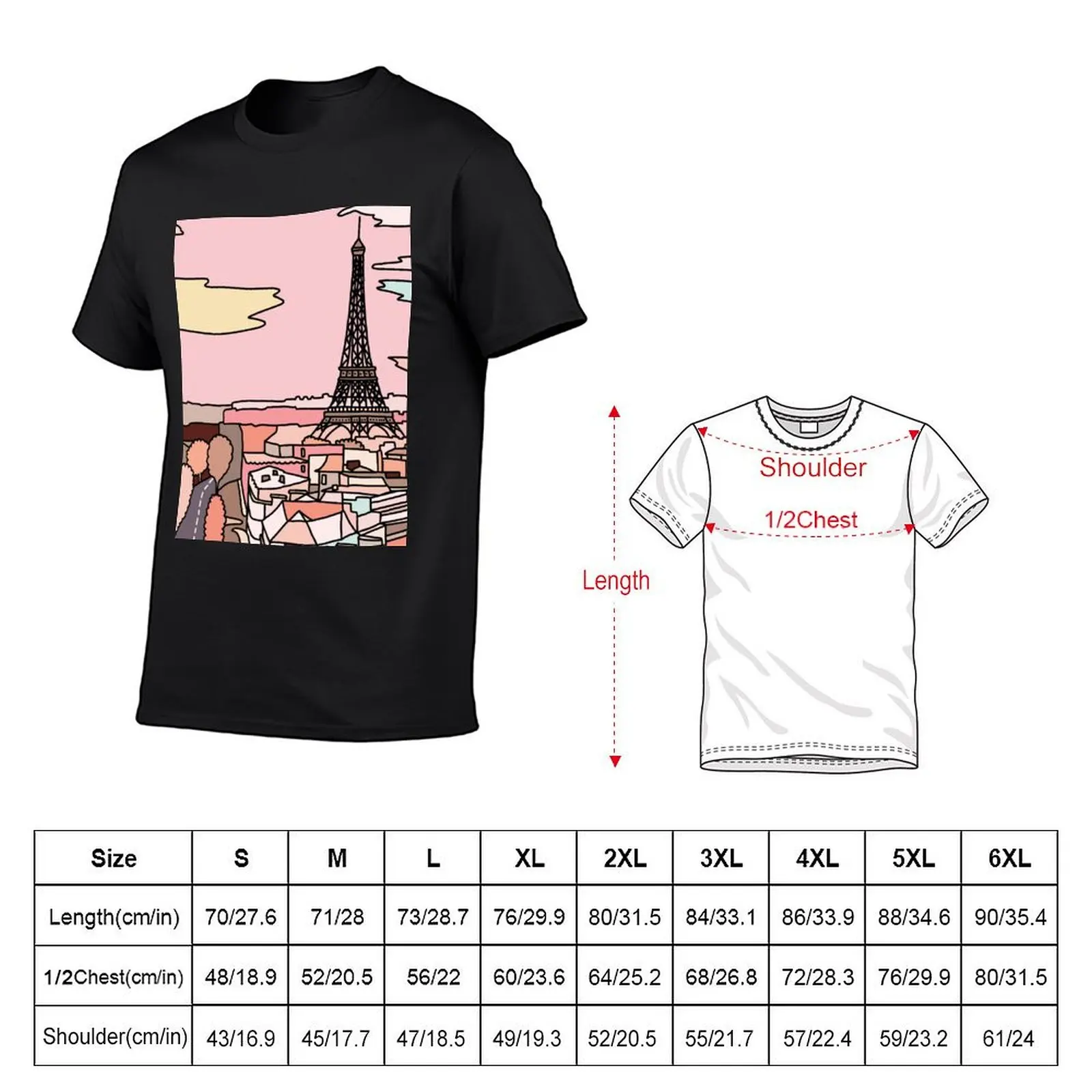 Футболка с надписью «Paris sunset» от Sasa Elebea, Мужская хлопковая футболка черного цвета (art.: 3920c7458635d) - 3920c7458635d