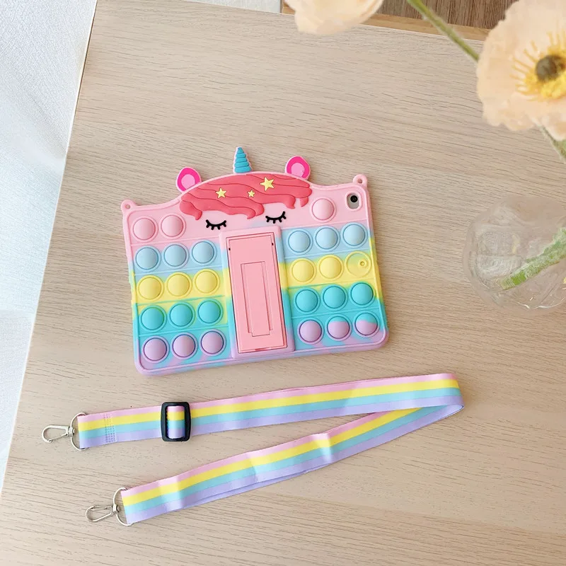 

Soft Bubble Silicone Tablet Cover For Samsung Galaxy A8 10.5 Case 2021 SM-X200 X205 Kids Stand Cover Case with strap