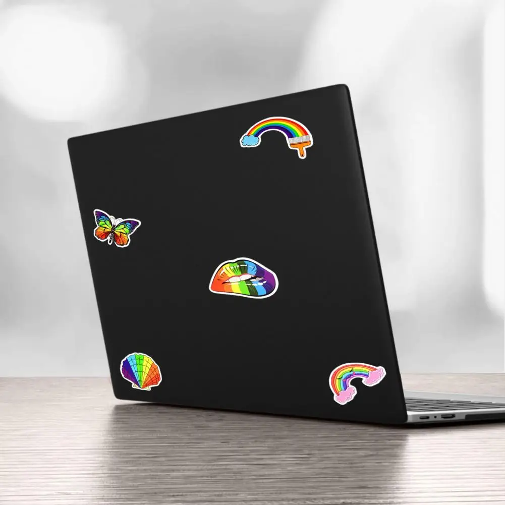 

Anti-fade 50Pcs Unique Rainbow Series Computer Decals Clear Print Computer Decals Self-Adhesive for Students