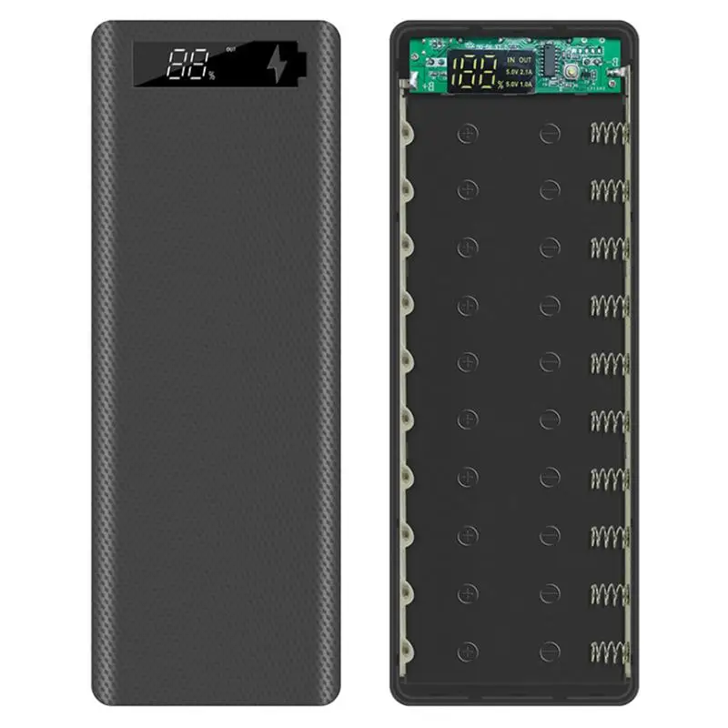 

30000mAh Micro Type C Dual USB Ports DIY Powerbank Case 10*18650 Battery Digital Display Power Bank Kit External Charger Box