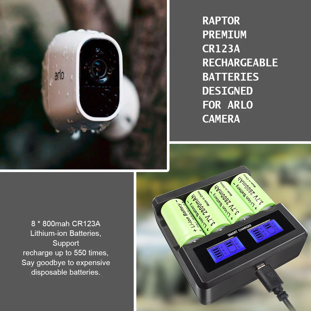 Литий-ионный аккумулятор CR123A RCR 123 ICR 16340 2800 мАч перезаряжаемые батареи для