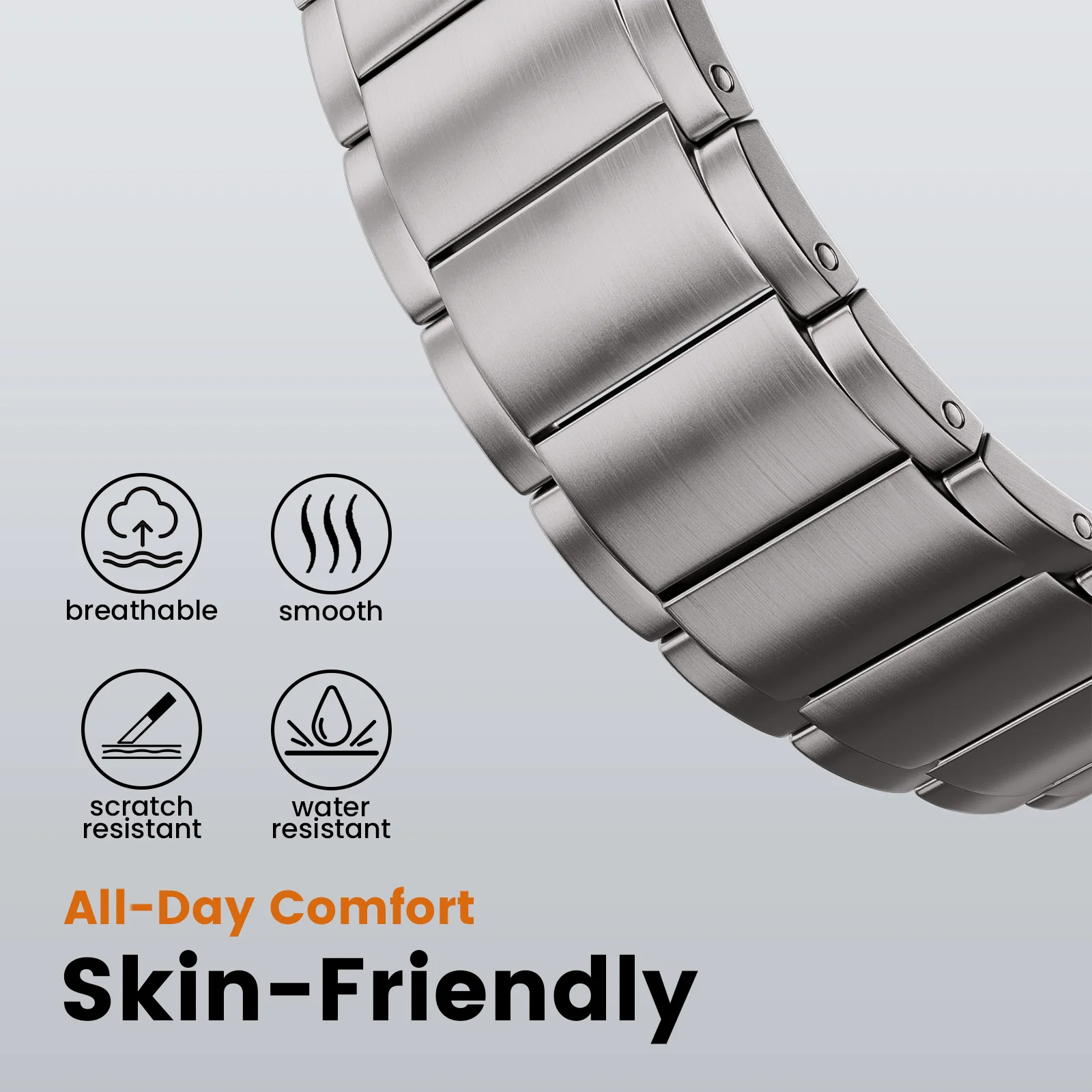 Фото Титановый ремешок LULULOOK для Samsung Galaxy Watch 8 40 мм, 44 мм и 8 Classic 46 мм, титановый металлический ремешок с раскладывающейся застежкой №3