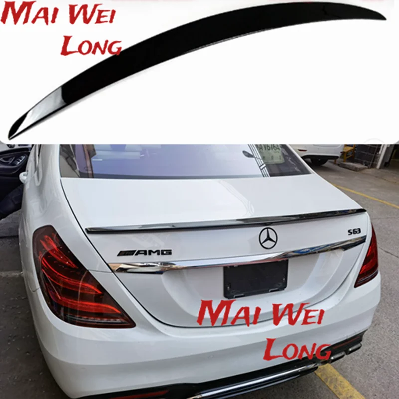 

For Mercedes S-Class W222 4-Door Sedan 2014 + S350 S400 S450 S500 S600 ABS bright black Spoiler BOS Style Trunk Lip