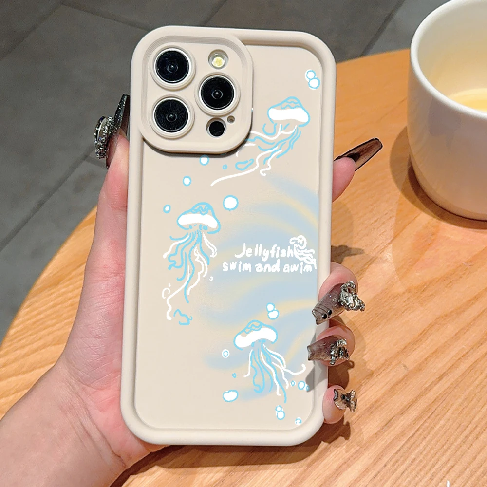 Фото Мягкий чехол для телефона Samsung Galaxy Note 20 S24 S25 S23 S26 Plus S24 S23 FE S26 S24 S25 S23 Ultra с изображением сине-белой медузы №2
