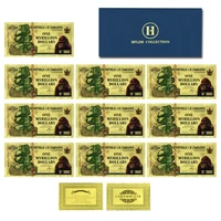 10pcslot one myrillion dollars zimbabwe commemorative gold foil banknotes with envelope business souvenir gifts