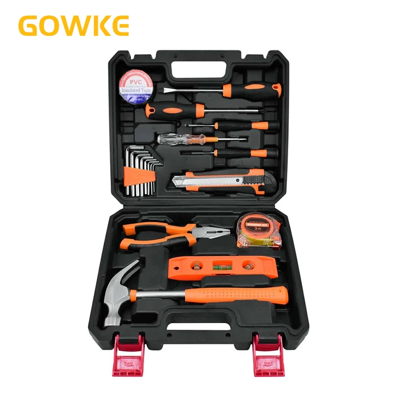 GOWKE 19Pcs Household Tool Set Wrench Pliers Test Pen Screwdriver Tape Measure Electric Tape Combination Set New Toolbox Gift