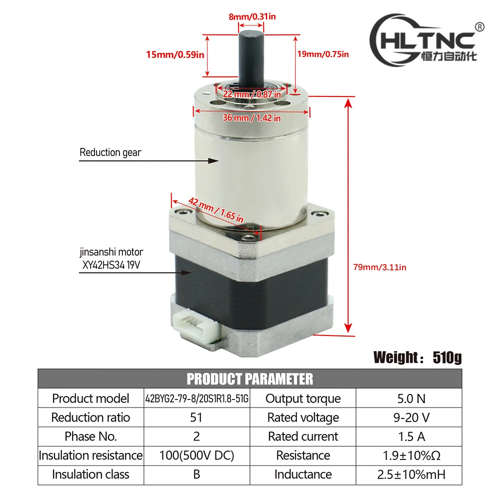 

Шаговый мотор Nema 17 42HS34 8мм 1.5А