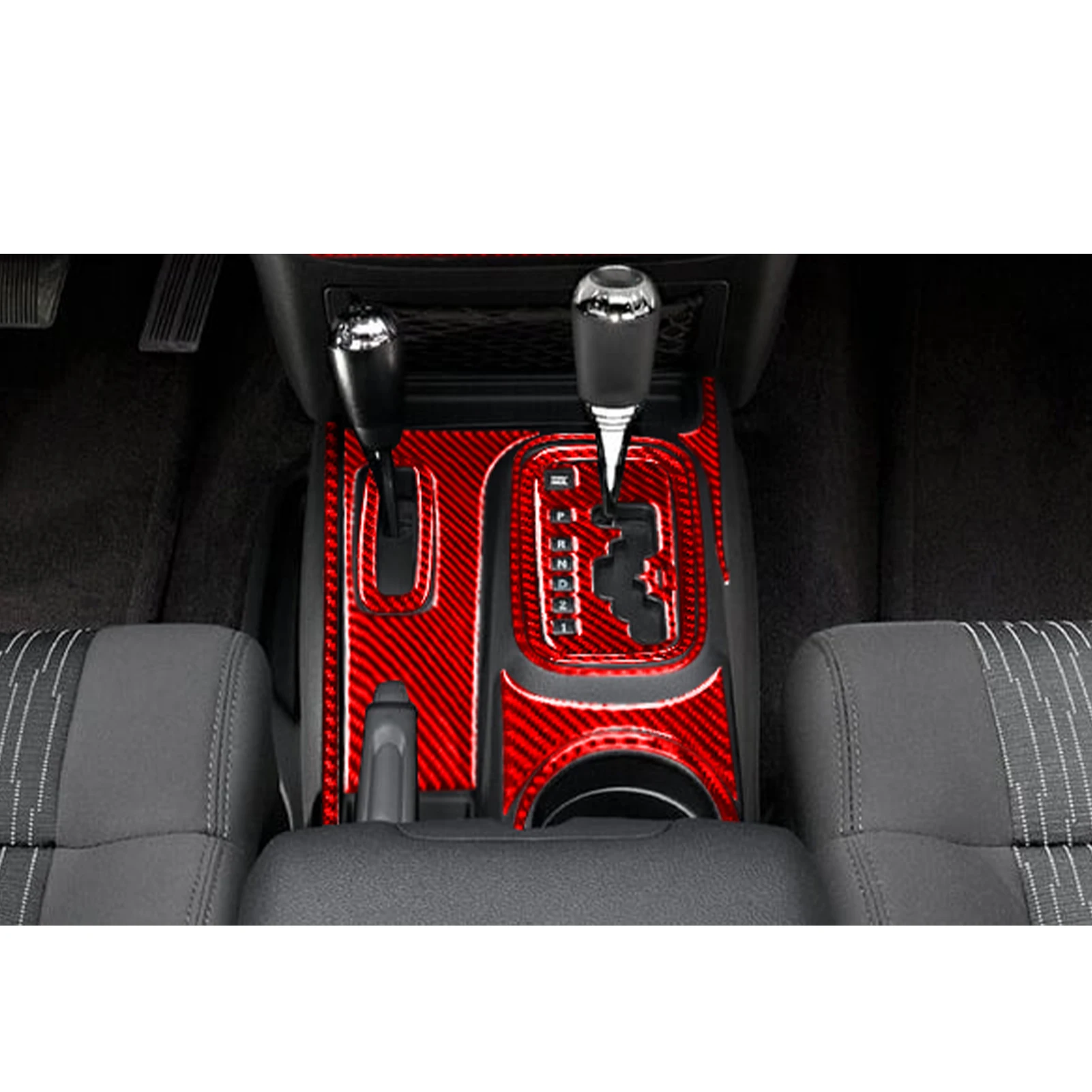 Фото Аксессуары для Jeep Wrangler JK 2011-2017, автомобильная интерьерная центральная консоль из углеродного волокна, зеркальный держатель стакана, наклейка для отделки панели №4