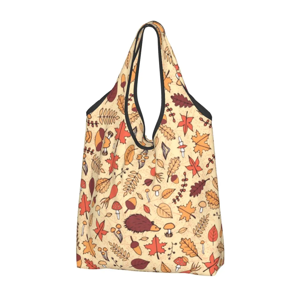 

Сумка-тоут женская с рисунком ежика, милый осенний саквояж для покупок, вместительная сумочка на плечо с милыми животными