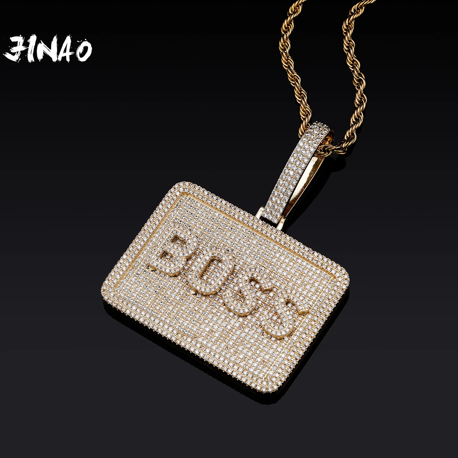 JINAO Fashion Necklaces 2022 NEW European and American style High Quality Ice Cravejado AAA+ Cubic Zircon Custom Letter Pendant