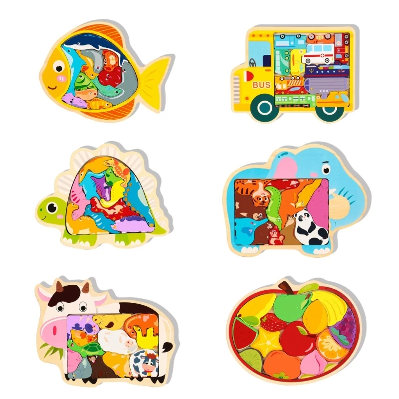 

N80C Kindergarten Nested-Block Toy Preschool Animals Building Blocks Toy for Kids