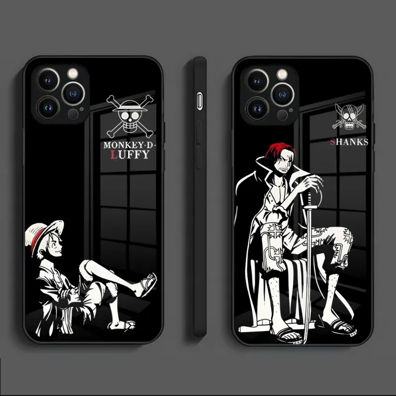 

Anime Ones Pieces Phone Case For IPhone 14 Pro 12 11 13 Mini X XR XS Max 8 7 6 Plus SE 2020 Glass Design Back Cover