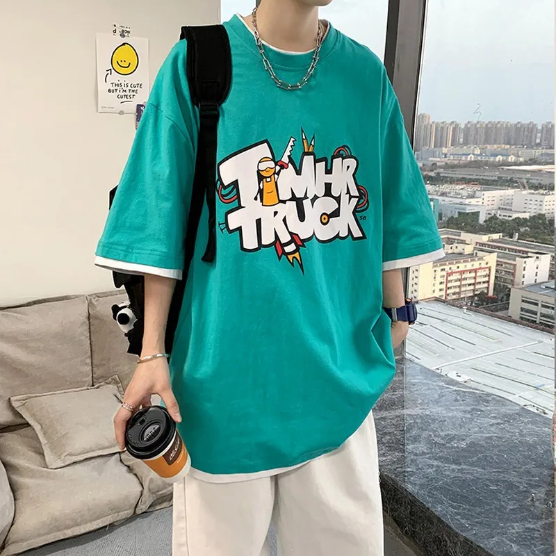 

Футболка мужская с коротким рукавом, повседневная универсальная тенниска с рукавом до локтя, свободного покроя, лето 2022