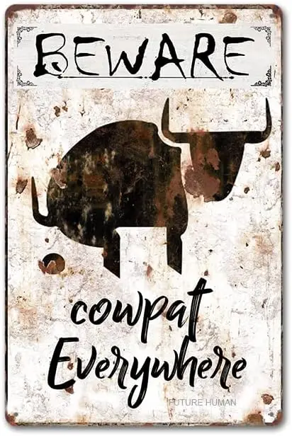 Bewre Cowpt Everywhere - Funny Metl Tn Sgn For Br Frmhouse Ktchen Bckyrd Etc Домашний ретро-декор Плакат 8x12 nch
