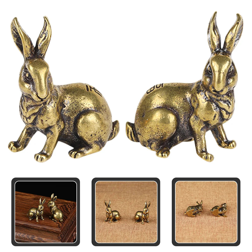 

Rabbit Statue Brass Figurine Animal Year Zodiacnew Chinese Lucky Bunny Decor Car Golden Retro Statuesthe Figurineslunar Ornament