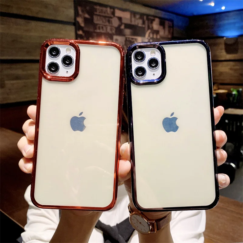 

Силиконовый мягкий чехол для iPhone, Многоцветный прозрачный чехол из ТПУ с гальваническим покрытием для iPhone13 12 Pro 11 Promax XSMAX XS XR 8plus