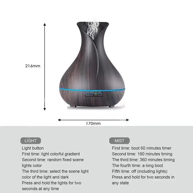 Ультразвуковой увлажнитель воздуха 550 мл аромадиффузор для эфирных масел с