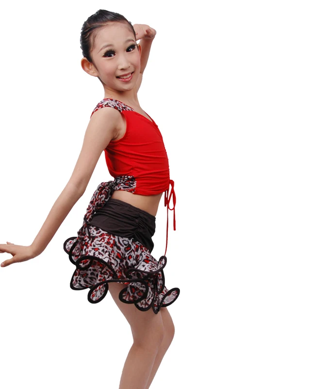 

Детский Леопардовый Костюм с юбкой, для танцев, выступлений и тренировок