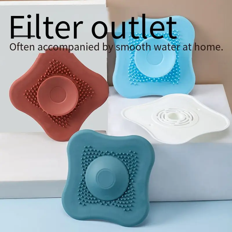 

Creative silicone bathroom floor drain cover sewer kitchen sink drainage anti-clogging hair hair filter