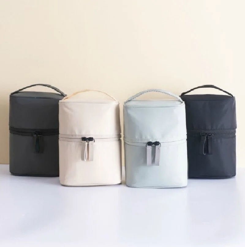 

Travel Barrel Shaped Zipper Makeup Bags Female Nylon Waterproof Multi Functional Cosmetic Pouch New Fashion Partition Organizer