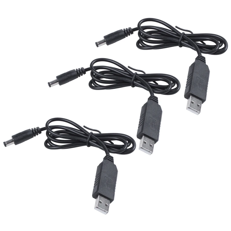 

3X USB DC 5V To DC 12V 2.1Mm X 5.5Mm Module Converter DC Barrel Male Connector Jack Power Cable Plug,USB To DC Cable -1M