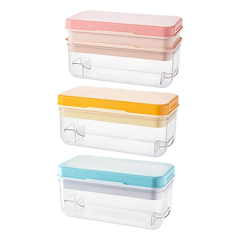 

Food Grade Silicone Ice Cube Tray with Non Spill Lids & Storage Bin for Freezer