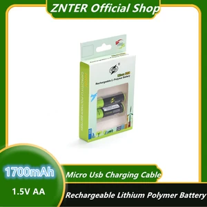 ZNTER  2pcs/4pcs USB cable Charging AA Battery 1.5V 1700mAh Rechargeable Battery Charged by Micro USB Cable Support Dropship