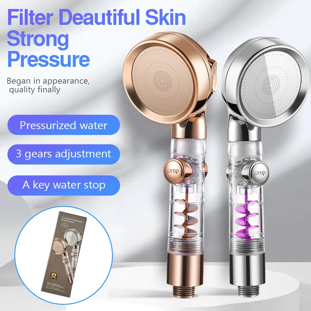 

Shower Head High Pressure Showerhead 3 Mode Watering Can with One Key Stop Water Saving Showers for Bathroom Accessories New