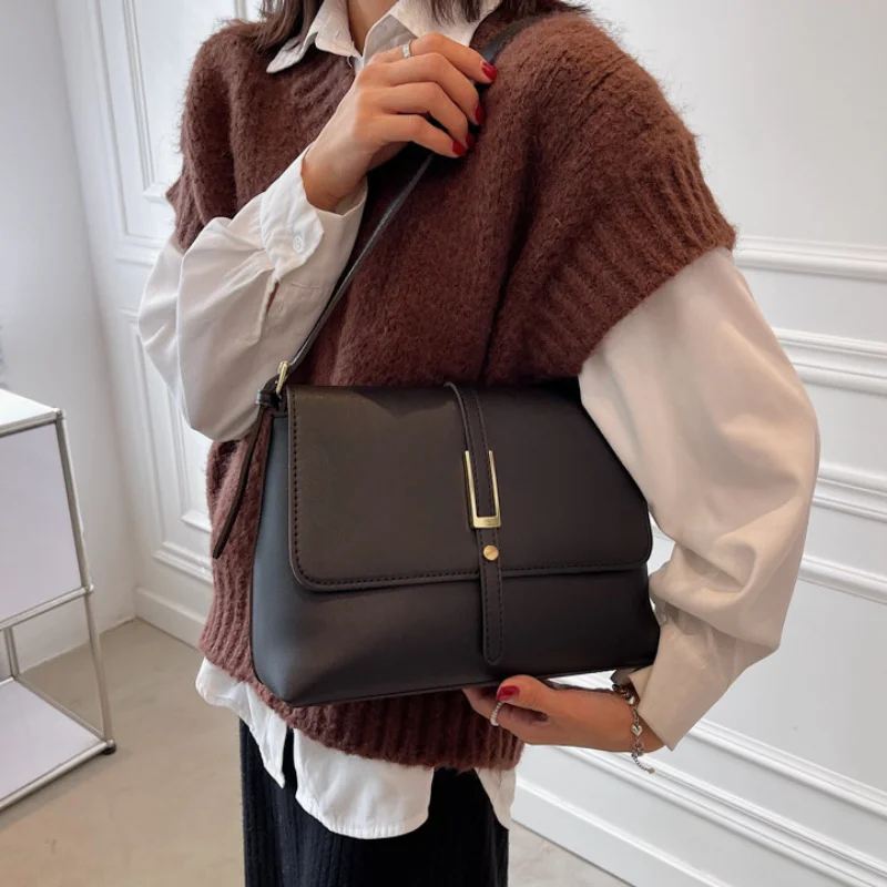 Female PU Retro Large Capacity Bag Simple Crossbody Bags for Women Shoulder Armpit Small Square Bag الحقيبة женский bolsa mujer
