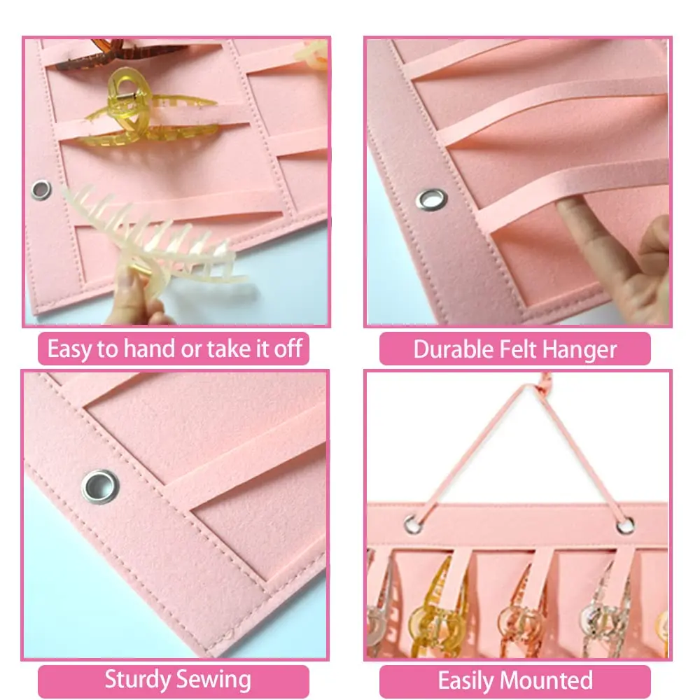 Claw Clip Organizer Hair Clip Organizer Premium Felt Hanging Claws Clips Storage Hanger for Girls Women Hair Clip Display Stand