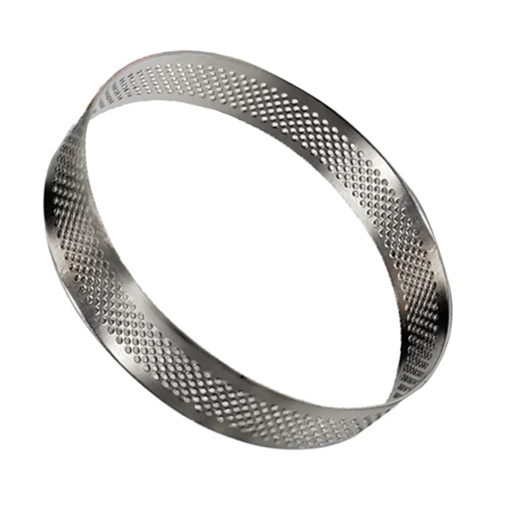 

Ring Cake Rings Tart Mousse Round Circle Muffin Baking Moldsstainless Pastry Steel Mold Perforated Tarts Biscuit Dessert