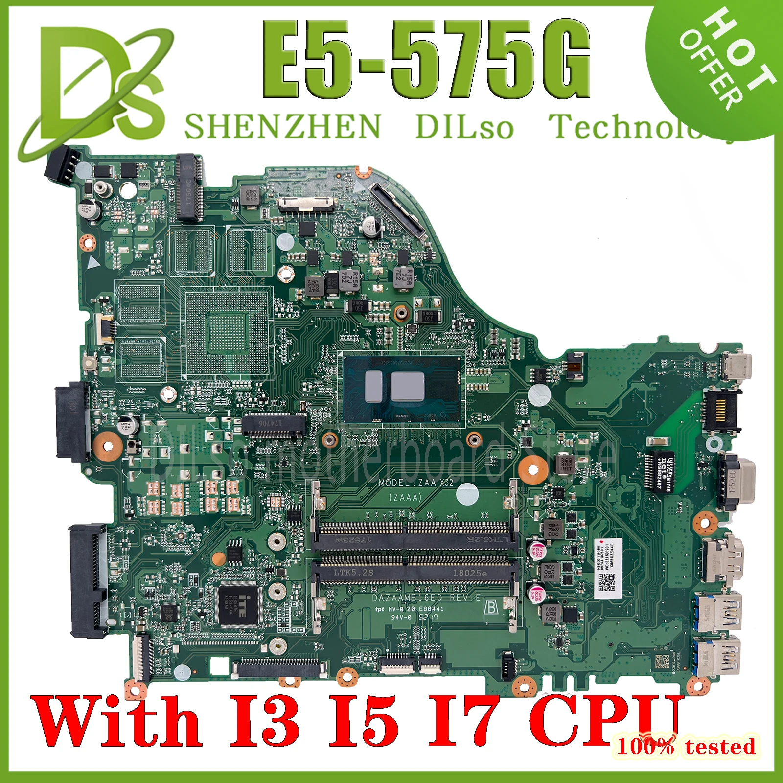 

KEFU ZAA X32 DAZAAMB16E0 Motherboard for ACER Aspire E15 F5-573 F5 -573G E5-574TG laptop mainboard E5-575 E5-575G With I3 I5 I7