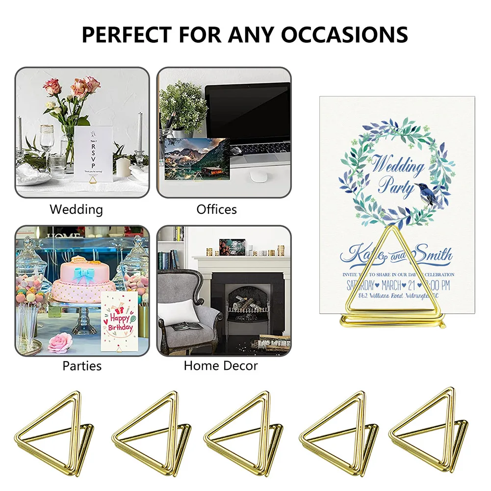 

10x Geometric Metal Business Name Card Holder Display Desktop Stand Rack