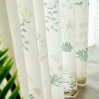 2022 hot sale nordic simple cotton and linen printed curtains for living room semi shading window curtains
