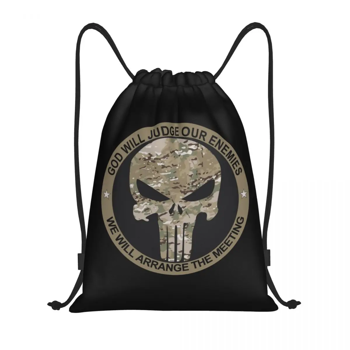 

Punishers Skeleton Skull Drawstring Bag Women Men Portable Sports Gym Sackpack Shopping Backpacks