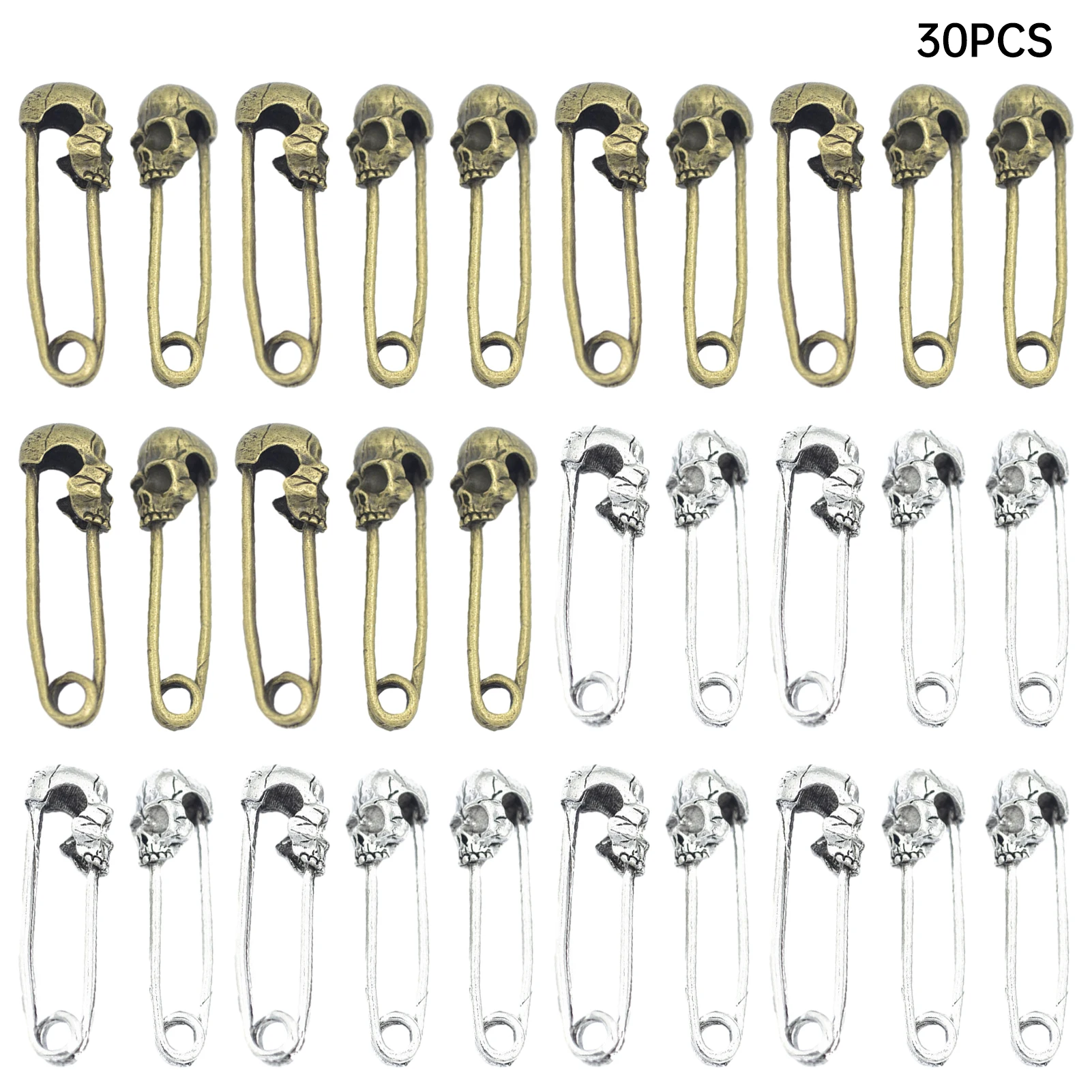 

30pcs Antique Bronze Silver 2 Colors Jewelry Making Home Skull Pendant Brooch Shaped Alloy Keychains Necklace Halloween Decor