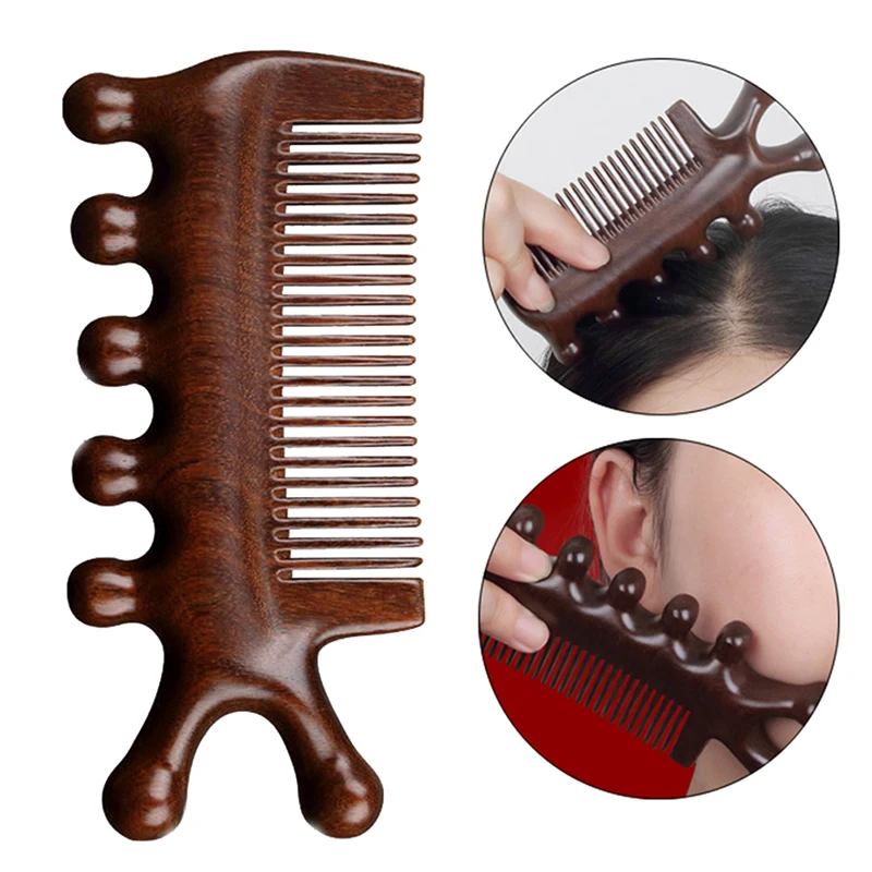 

3 in 1 Body Meridian Massage Comb Sandalwood Five Wide Tooth Comb Acupuncture Therapy Blood Circulation Anti-static Hair Combs