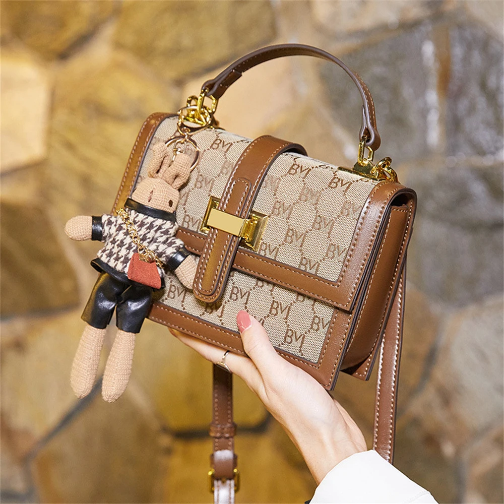 

Miosheal Korssiont Luxury Brand Simple Square Hand Bag Quality PU Leather Women's Designer Lock Shoulder Messenger Handbag