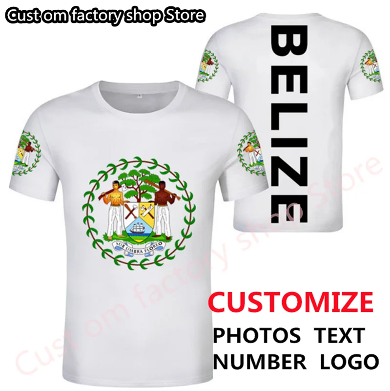 

Belize DIY Free Custom male t shirt shield BZ county company team t shirt black young Men sport casual quick drying t shirt top